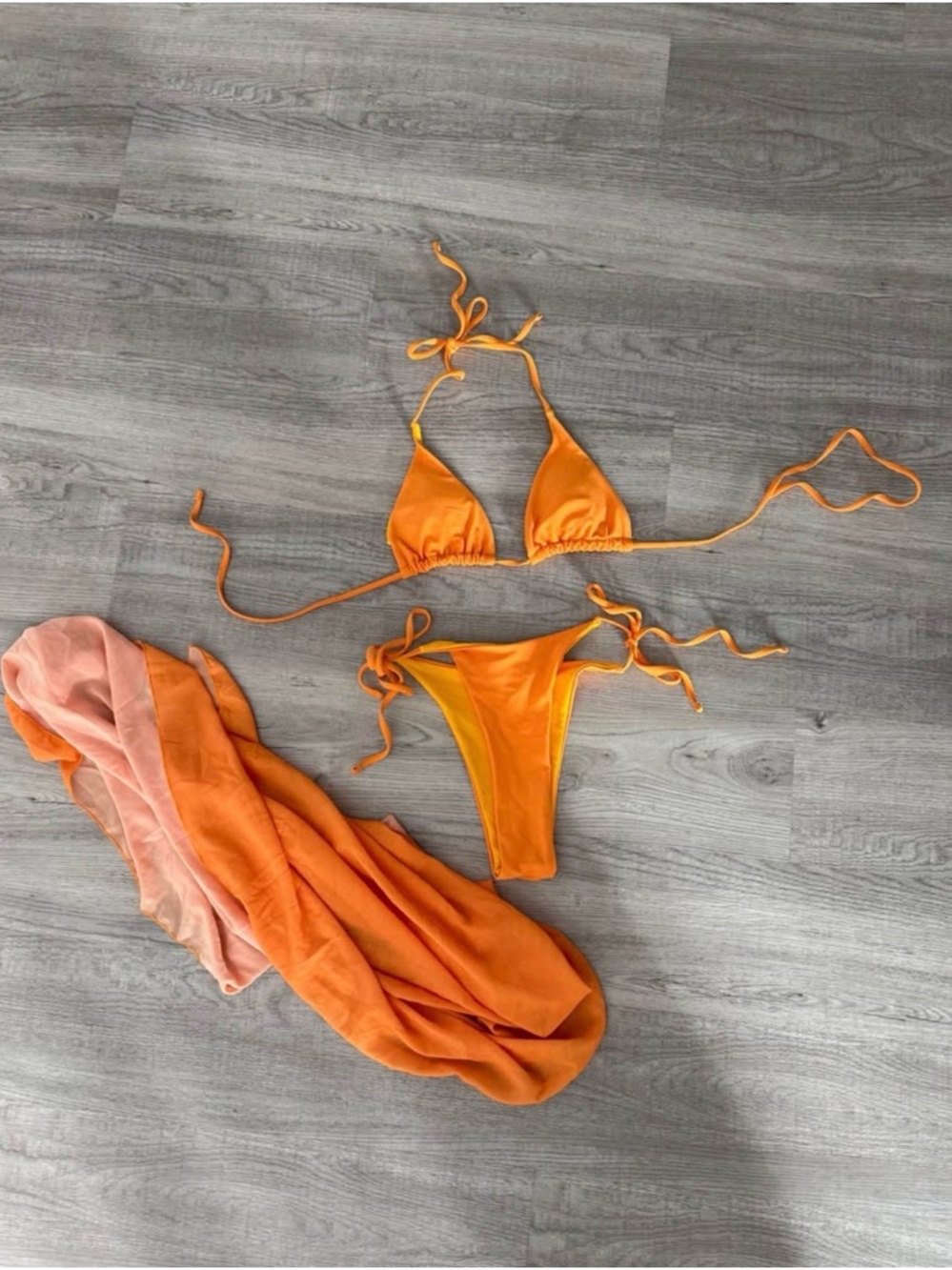 Orange String Triangle Bikini Set